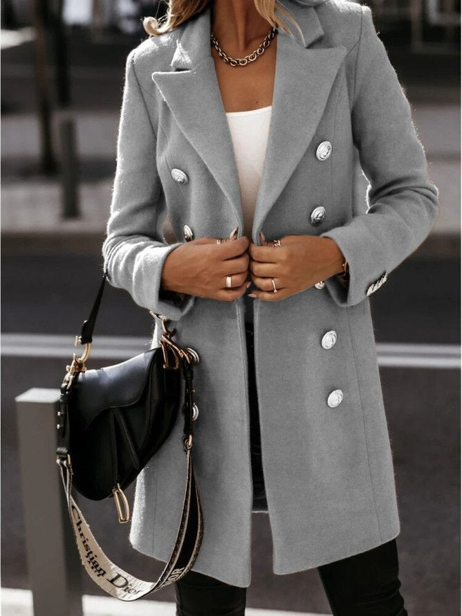 Long sleeved suit collar double breasted nickel coat coat