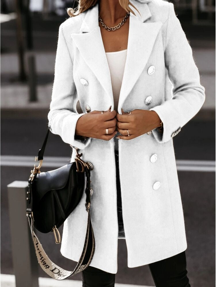 Long sleeved suit collar double breasted nickel coat coat