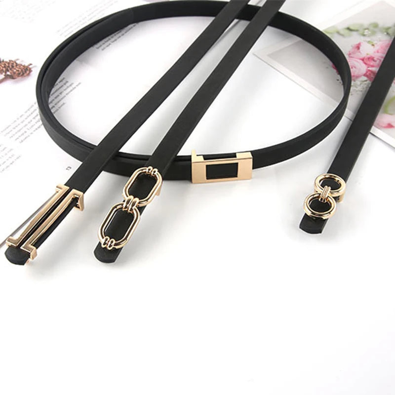 Leather Thin Belt, Metal Bucklet