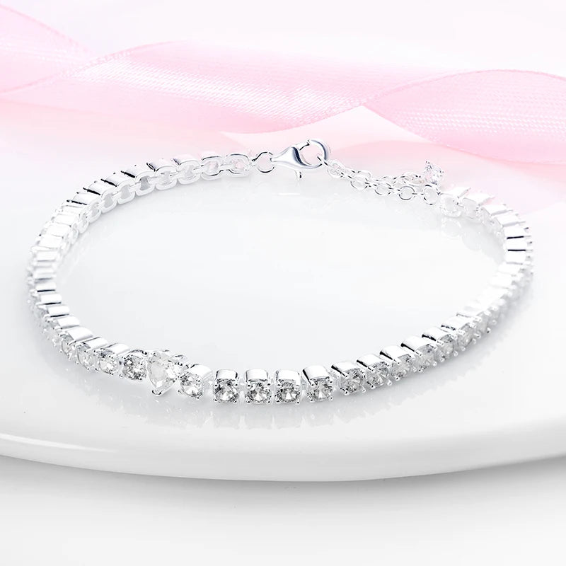 Heart Zircon Chain Bracelet Jewelry