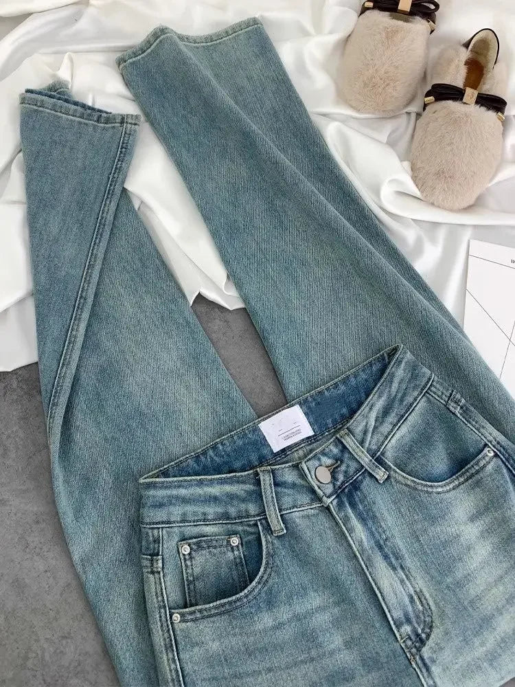 Wide Leg Blue Denim Pants