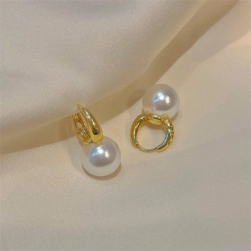 Simple Gold Pearl Earrings