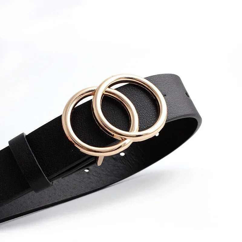 Double Ring Circle Metal Buckle Belt