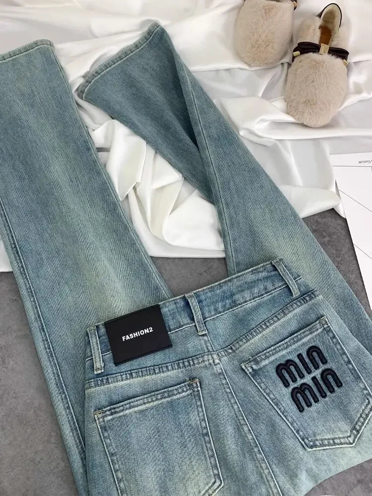 Wide Leg Blue Denim Pants