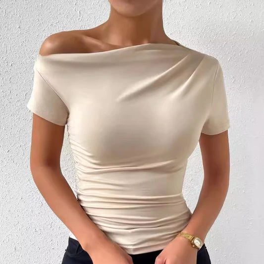 Solid One Shoulder T-shirt